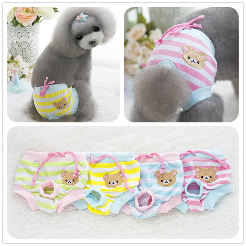 Kokvilnas lācītis suņu kucēns sanitārās bikses autiņbiksīšu apakšveļa higiēnas kaķim jaukas fizioloģiskas apakšbikses mazam mazam mājdzīvniekam