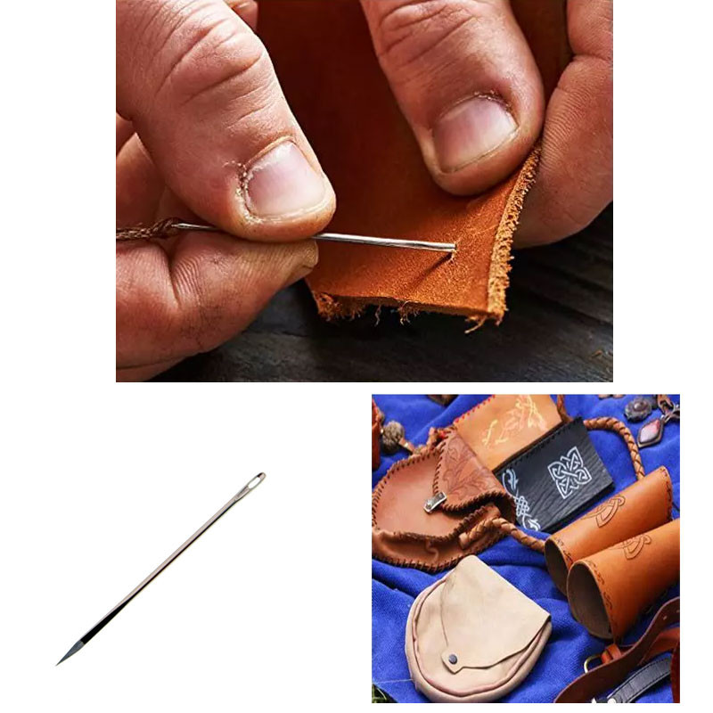 Ādas izstrādājumi šūšanas adata, apaļa galva, neasa, smaila prizma, ass rīks izšūšanai, sudraba lielas adatas