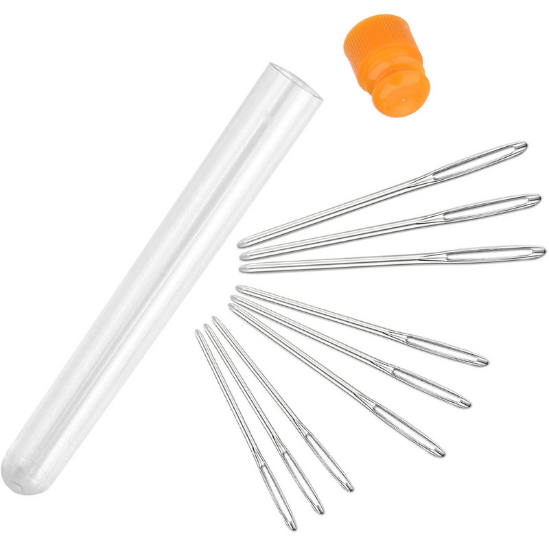 9db nagy szemű tompa tűk, rozsdamentes acél fonal kötőtűk varrótűk, fűzőtűk horgoláshoz