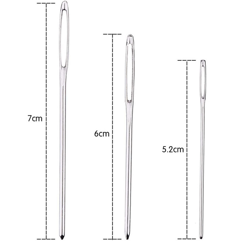 9db nagy szemű tompa tűk, rozsdamentes acél fonal kötőtűk varrótűk, fűzőtűk horgoláshoz