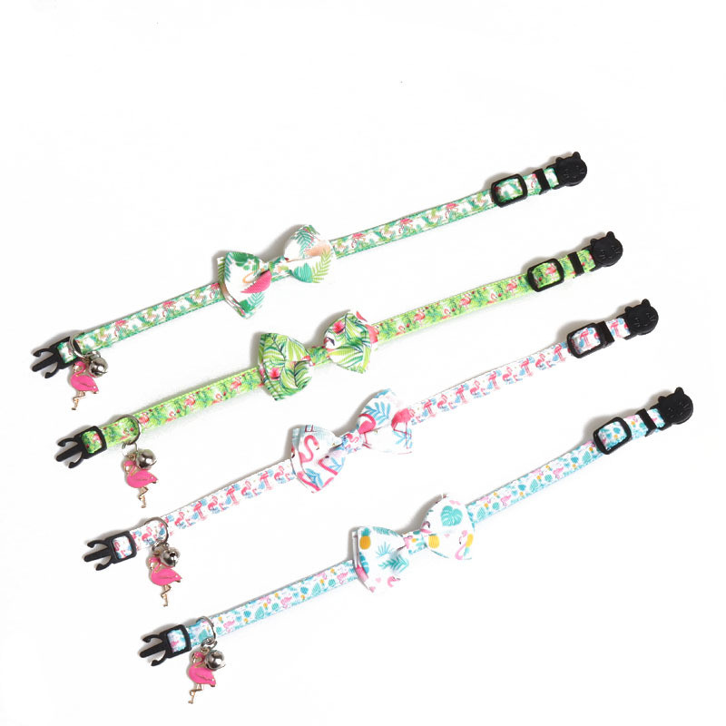 Kisállat macska nyakörvek macska kellékek szalag macska nyakörv flamingó masni kellékek csengővel kölyökcicák nyaklánc kisállat termékek