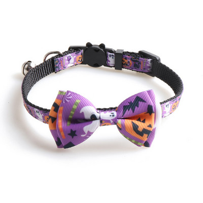 Kisállat macska nyakörvek macska kellékek Kiegészítők Halloween sorozat Szövedék Macskanyakörv Íves macskanyakörv csengővel Állítható kisállat termékek