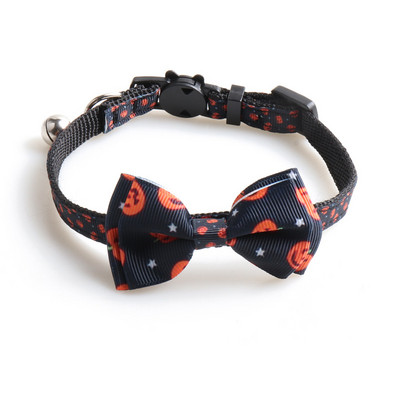 Kisállat macska nyakörvek macska kellékek Kiegészítők Halloween sorozat Szövedék Macskanyakörv Íves macskanyakörv csengővel Állítható kisállat termékek