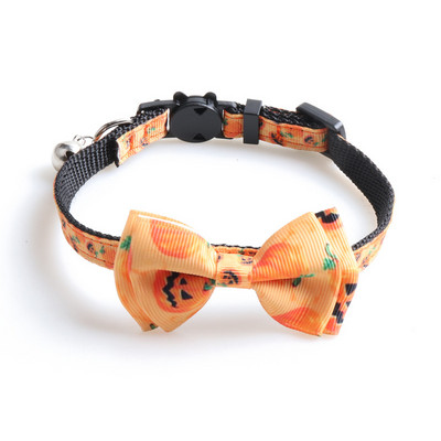 Kisállat macska nyakörvek macska kellékek Kiegészítők Halloween sorozat Szövedék Macskanyakörv Íves macskanyakörv csengővel Állítható kisállat termékek