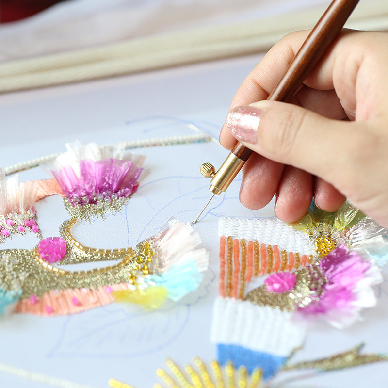 1 szett hímzőlyukasztó 3 tűs lyukasztótollas hímző keresztszemes kézműves készlet francia horgolt kötéshez