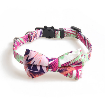 Kisállat macska nyakörvek Macska kellékek Kiegészítők Bowknot macskanyakörv Tiszta pamut levél stílusú macska előke állítható csengővel Kisállat termékek