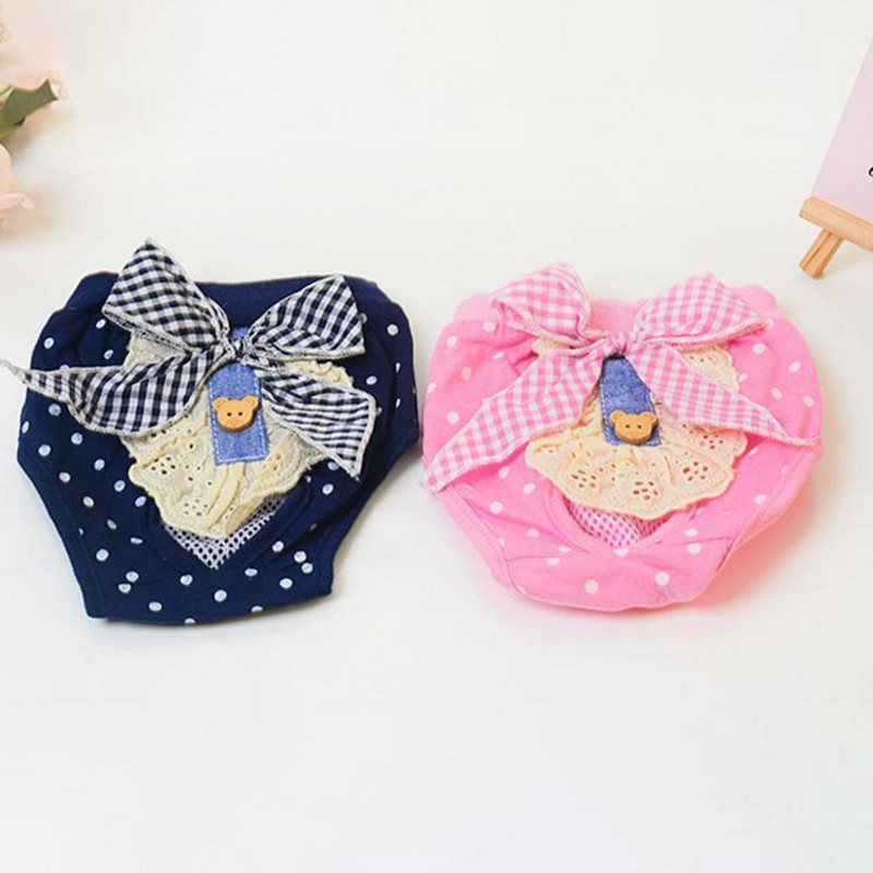 Kisállat-alsók Pelenka masni-csomó Dekoráció Mosható Pamut Puha Rövidnadrág Macska Zaklatás elleni Fiziológiás Nadrágok Kölyökkutya Kiegészítők