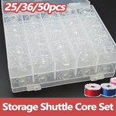 25/36/50 gab. Caurspīdīga šujmašīna Spoles Spoles Tukšas Spoles Spoles Plastmasas glabāšanas kaste galantērijas izstrādājumu šūšanas piederumiem