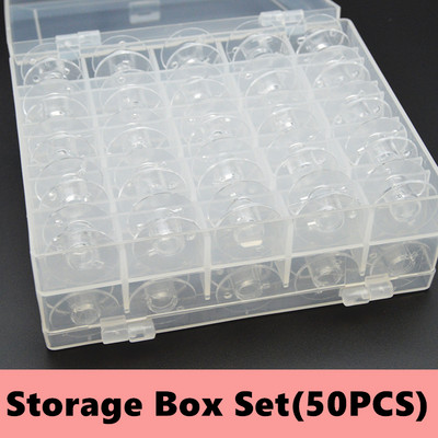 25/36/50 gab. Caurspīdīga šujmašīna Spoles Spoles Tukšas Spoles Spoles Plastmasas glabāšanas kaste galantērijas izstrādājumu šūšanas piederumiem