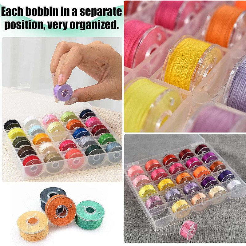 25/36/50 gab. Caurspīdīga šujmašīna Spoles Spoles Tukšas Spoles Spoles Plastmasas glabāšanas kaste galantērijas izstrādājumu šūšanas piederumiem