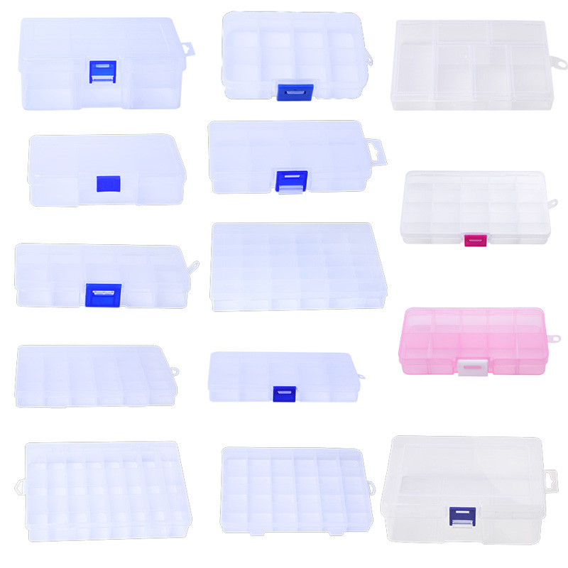 Fenrry 1Pc Caurspīdīgu komponentu sloti Regulējams iepakojumsRīks Praktiska plastmasas konteinera kaste Instrumenta futrālis Skrūvju šūšanas kaste