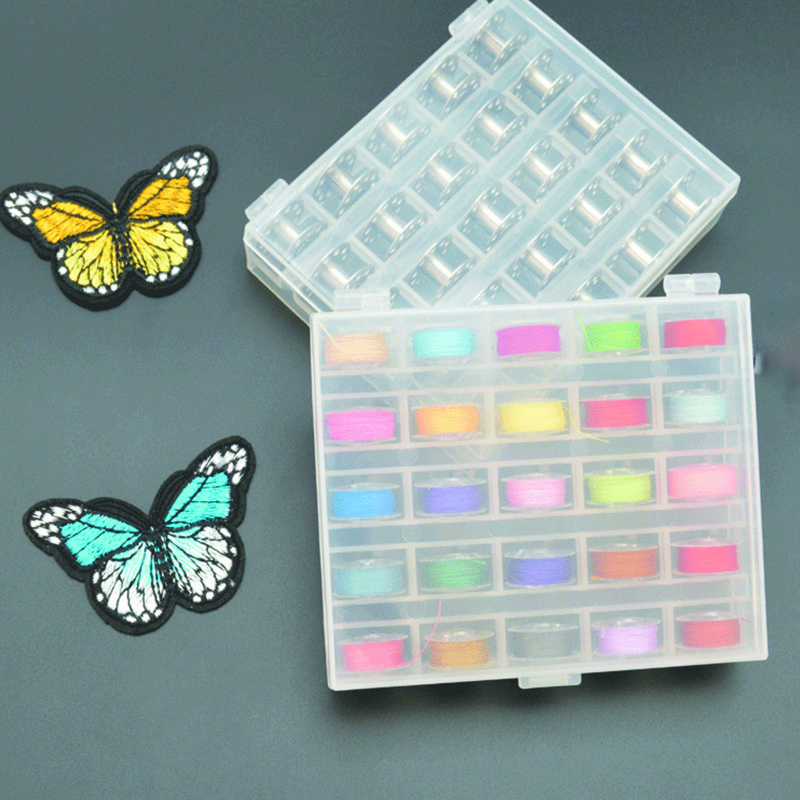 25 rés Üres orsók Orsók Doboz Varrógép Orsótok Borítók Varró kézműves Műanyag tok Tárolódoboz varrógéphez