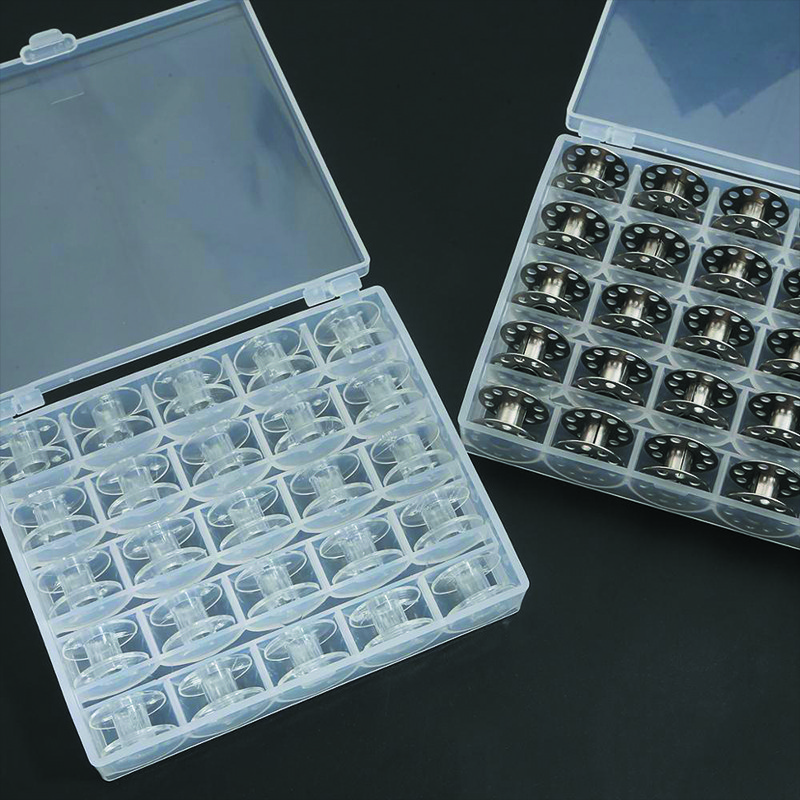 25 rés Üres orsók Orsók Doboz Varrógép Orsótok Borítók Varró kézműves Műanyag tok Tárolódoboz varrógéphez