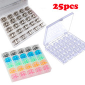 25db Varrógép Orsók Orsók Műanyag Fém Üres Orsók Orsók tokkal Tároló doboz Otthoni varrás Kiegészítők Szerszámok