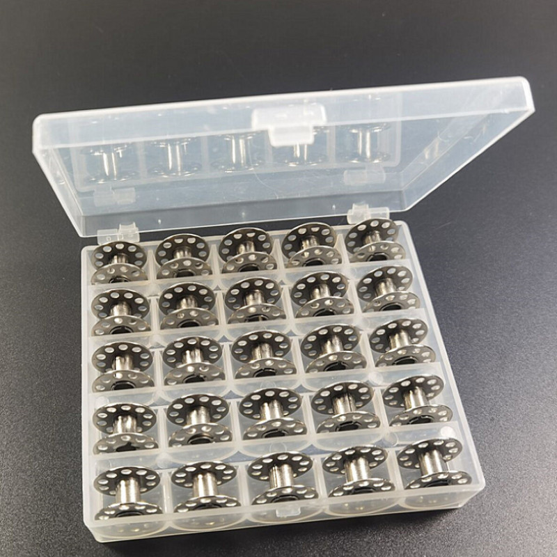 25db Varrógép Orsók Orsók Műanyag Fém Üres Orsók Orsók tokkal Tároló doboz Otthoni varrás Kiegészítők Szerszámok