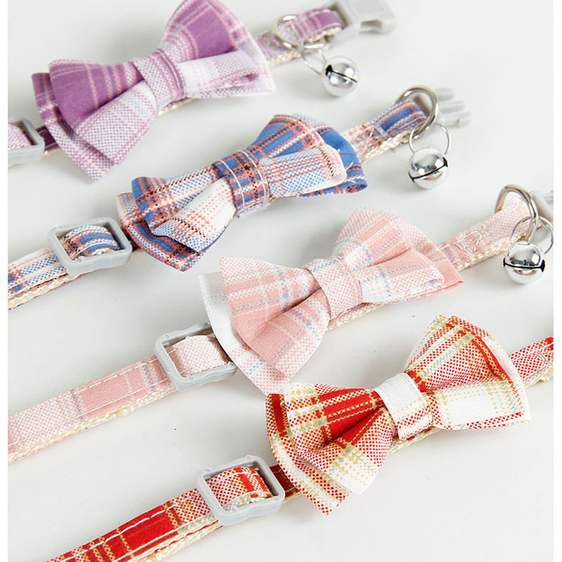 Kaķa kaklasiksnas rūtains tauriņš, regulējamas, atdalāmas kaķēnu kaklasiksnas ar zvaniņu, maza suņa ātri noņemamu kaklarotu mājdzīvnieku aksesuāri