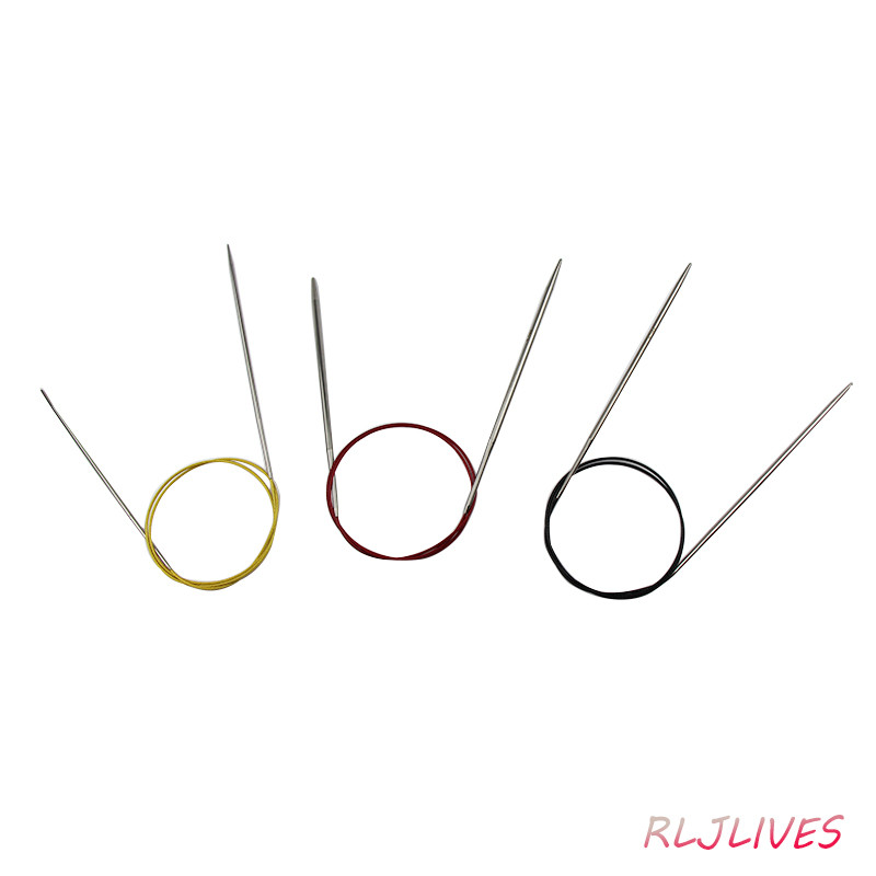 100 cm 2,25-10 mm nerūsējošā tērauda apļveida adatas, metāla apļveida adatas, apaļas adāmadatas, aušanas, tamboradatu komplekts