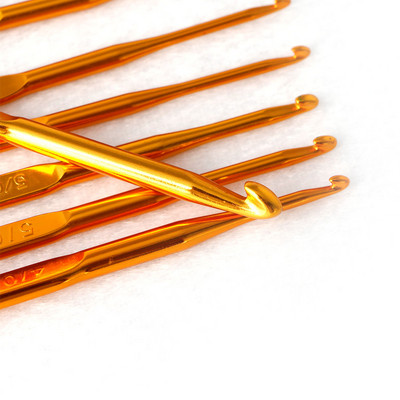 10 бр. Златни алуминиеви двукрайни куки за плетене на една кука Комплект игли за плетене Weave Craft Drop Доставка