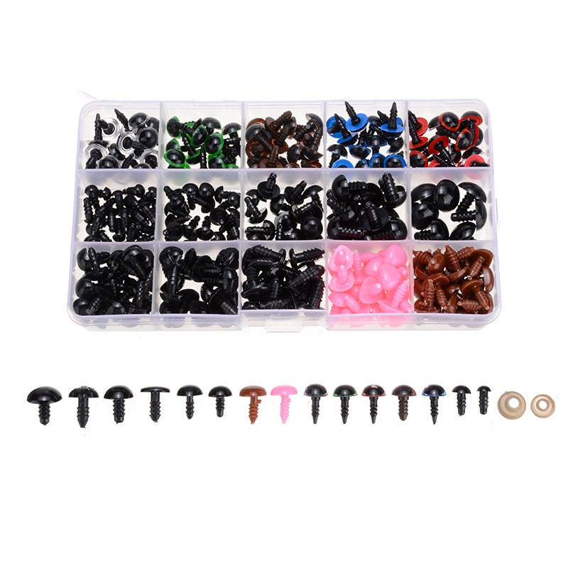 560 gab./komplektā plastmasas drošības izturīgas acis, deguns un mazgātājs plīša lellei.