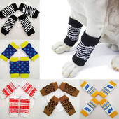 4Pcs Pet Anti-dirty Leggings Knee Dog Booties Socks Teddy Leg Sock Зимен топъл протектор за крака Dogs Cat Knitting Socks Cover Sleev