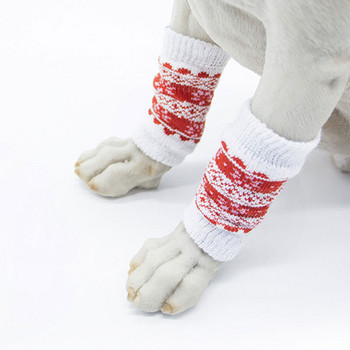 4Pcs Pet Anti-dirty Leggings Knee Dog Booties Socks Teddy Leg Sock Зимен топъл протектор за крака Dogs Cat Knitting Socks Cover Sleev