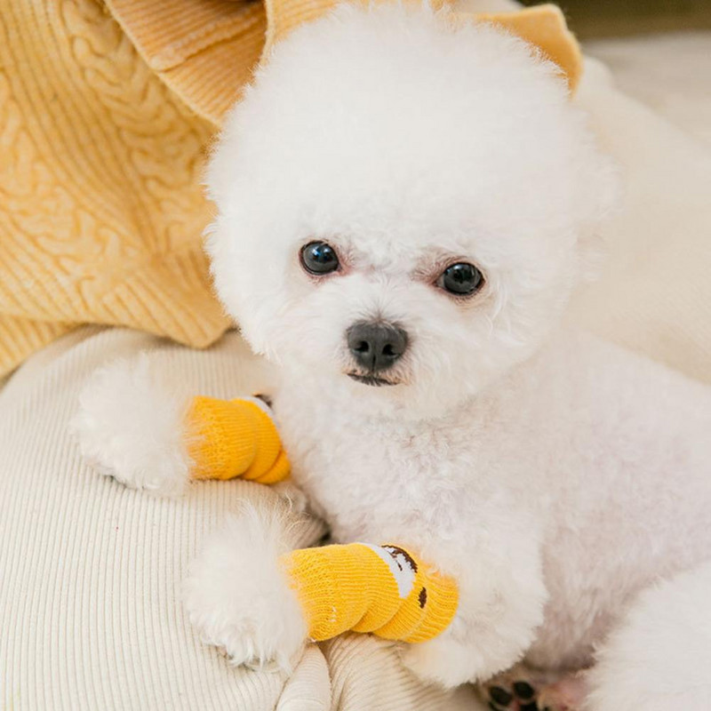 Ādai draudzīgi kucēnu ziemas ķepu aizsargapavi Nodilumizturīgi kucēnu zeķes Adīšana 4 gab Kaķēnu zeķes ziemas siltas zeķes