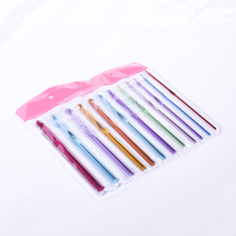 6/12 gab Krāsainas tamboradatas Āķi Alumīnija oksīda adīšanas āķi 2-8mm dzijas šūšanas piederumi Instrumenti DIY adāmadatas piederumi