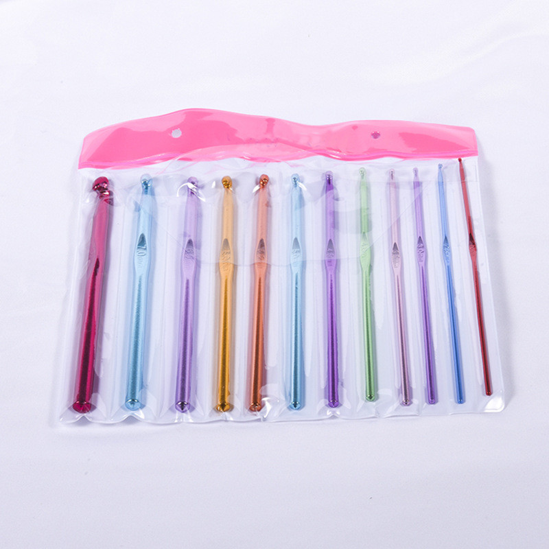 6/12 gab Krāsainas tamboradatas Āķi Alumīnija oksīda adīšanas āķi 2-8mm dzijas šūšanas piederumi Instrumenti DIY adāmadatas piederumi