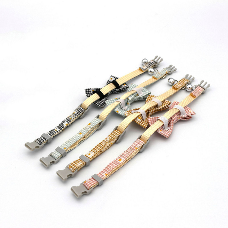 Kaķa kaklasiksna, rūtainā kakla siksna Mājdzīvnieku zvana kakla siksna Little Daisy Bowknot kaklasiksna kaķiem, mājdzīvnieku aksesuāri, kaķu aksesuāri