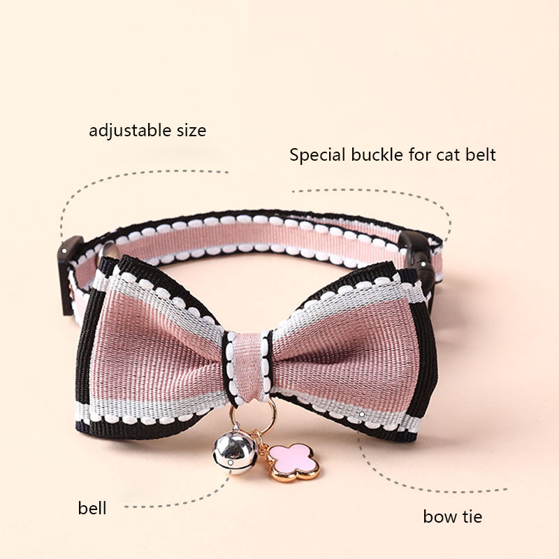Mājdzīvnieku kaklasiksnas Jauki multfilmu loki plīša kaklasiksnas kaķu kaklasiksnas ar zvaniņiem un metāla piekariņiem kaķiem un kucēniem Kaķēnu aksesuāri