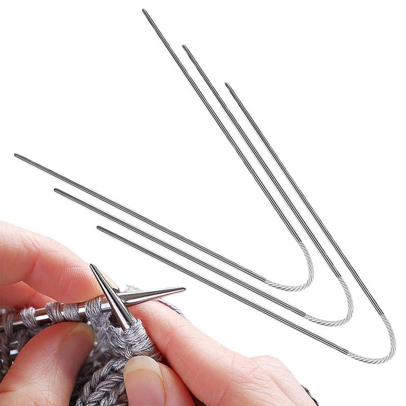 Adāmadatas 3 gab Kabeļa apļveida adatas ar dubultām lokanām adatām Ergonomiskas dzijas zeķes Šalles adāmadatas