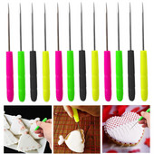 1db műanyag fogantyús horgolt horgolótű, bőr művészethez, barkácsolás kézzel készített ütésjavító cipő rozsdamentes acél horgolótű varrótű tartozék