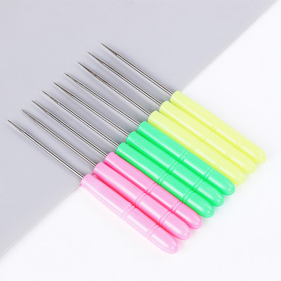 1db műanyag fogantyús horgolt horgolótű, bőr művészethez, barkácsolás kézzel készített ütésjavító cipő rozsdamentes acél horgolótű varrótű tartozék