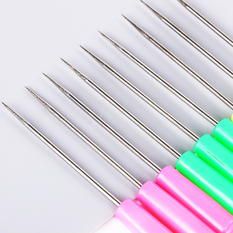 1db műanyag fogantyús horgolt horgolótű, bőr művészethez, barkácsolás kézzel készített ütésjavító cipő rozsdamentes acél horgolótű varrótű tartozék