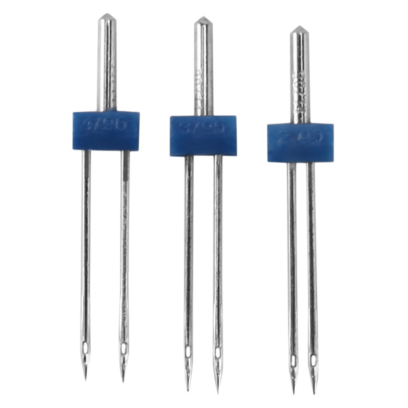 12 dab. dvīņu adatas, dubultās dvīņu adatas ar plastmasas kastīti mājsaimniecības šujmašīnai, 3 izmēri, jaukti 2.0/ 90, 3.0/ 90, 4.0/