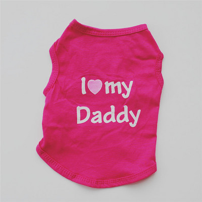 Kisállat ruhák Alkalmi kiskutya kutya macska ruházat "I Love Mommy & Daddy" Print Macska mellény póló 100% pamut póló Macska cica ruházat