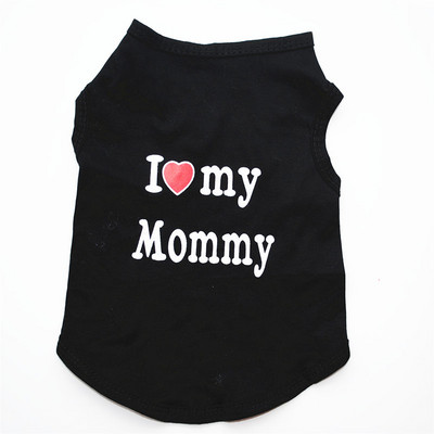 Kisállat ruhák Alkalmi kiskutya kutya macska ruházat "I Love Mommy & Daddy" Print Macska mellény póló 100% pamut póló Macska cica ruházat