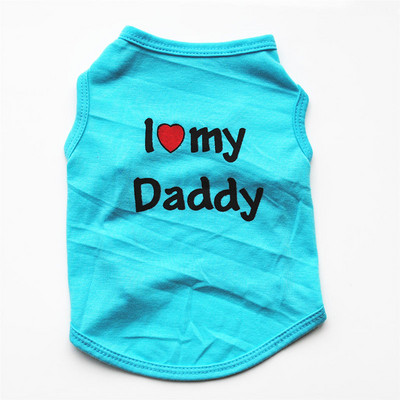Kisállat ruhák Alkalmi kiskutya kutya macska ruházat "I Love Mommy & Daddy" Print Macska mellény póló 100% pamut póló Macska cica ruházat