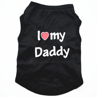 Kisállat ruhák Alkalmi kiskutya kutya macska ruházat "I Love Mommy & Daddy" Print Macska mellény póló 100% pamut póló Macska cica ruházat