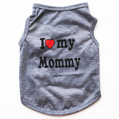 Kisállat ruhák Alkalmi kiskutya kutya macska ruházat "I Love Mommy & Daddy" Print Macska mellény póló 100% pamut póló Macska cica ruházat