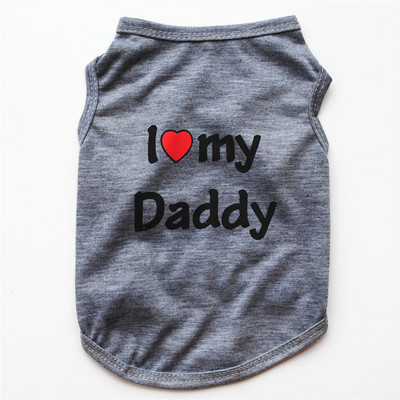 Kisállat ruhák Alkalmi kiskutya kutya macska ruházat "I Love Mommy & Daddy" Print Macska mellény póló 100% pamut póló Macska cica ruházat