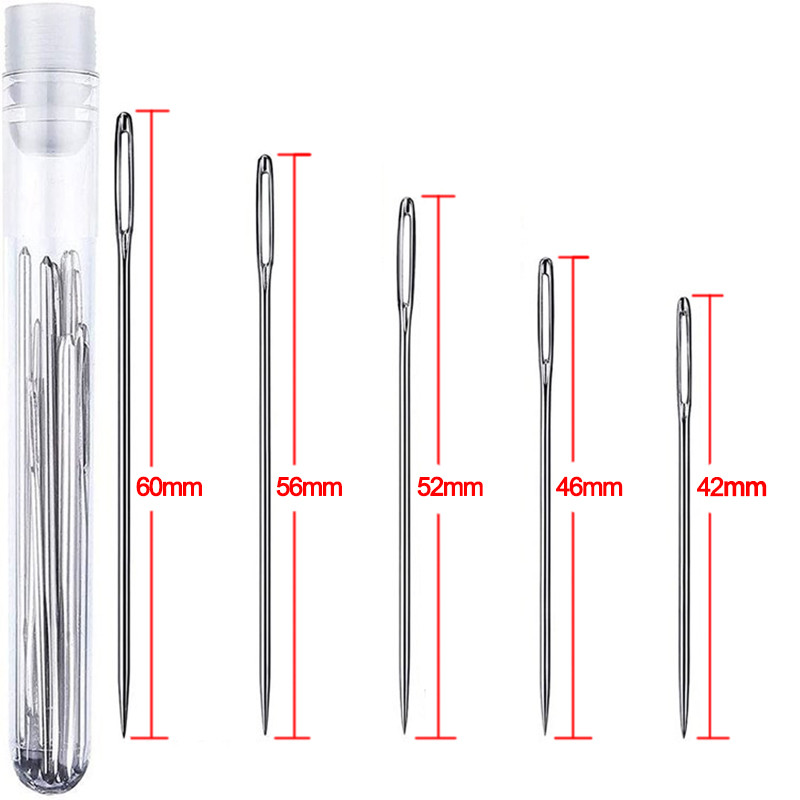 17/25 DB szett rozsdamentes acél nagy szem varrótűk Kézi varrótűk Barkácsolás kézimunka Ruhajavítás Kézműves varróeszközök