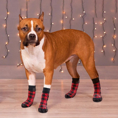 4Pcs Dog Socks Breathable 3 Colors Anti-scratch Pet Dog Cat Claw Printed Socks Decoration   Pet Socks  Pet Accessories