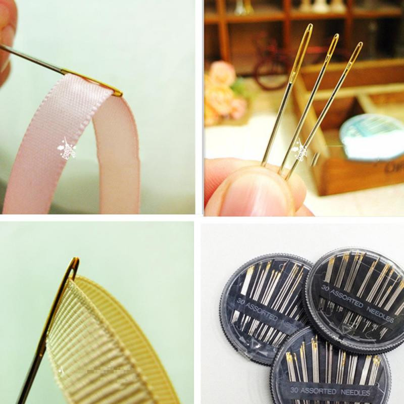 Népszerű 30 db válogatott kézi varrótű, hímző, kézműves paplanvarró tok, alkalmas bőr farmer selyem vászon pamuthoz