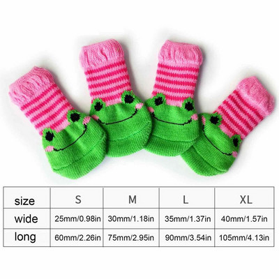 Suņu zeķes 4 gabali Multfilmas suņu zeķes, neslīdošas vilces kontroles Ķepu aizsardzība kucēnu suņiem Neslīdošas zeķes iekštelpām uz cietkoksnes