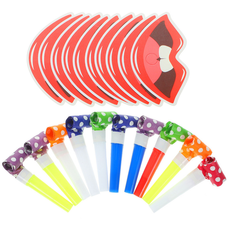 20 db Noisemakers Party Születésnapi Fújók Kürtök Zene Léggömbök Fújó Műanyag fúvók