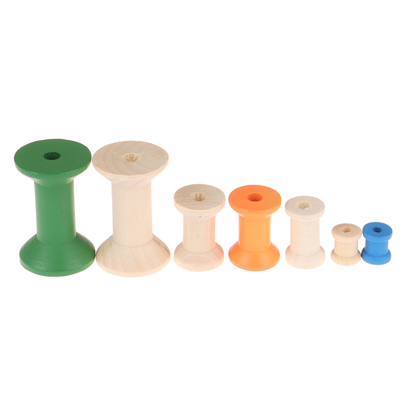 10 vnt./pak. Sriegiai Vielos įrankiai Medinės ritės Ritės Ritės Vintažinio stiliaus organizatorius juostoms siūti Špagatai, mediniai amatų įrankiai