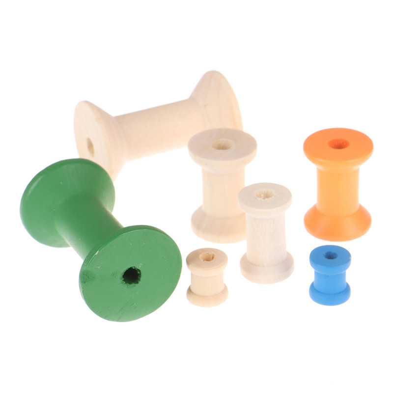 10 vnt./pak. Sriegiai Vielos įrankiai Medinės ritės Ritės Ritės Vintažinio stiliaus organizatorius juostoms siūti Špagatai, mediniai amatų įrankiai