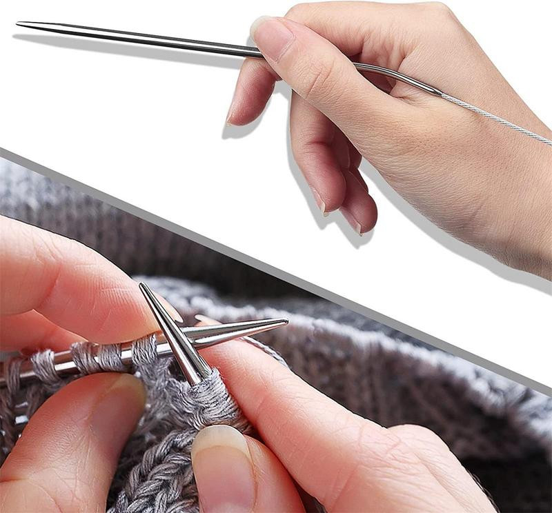 3db körkörös kötőtű varázshurkos tűkkel Kerek fém kötőtű zoknitakarókhoz pulóver sál