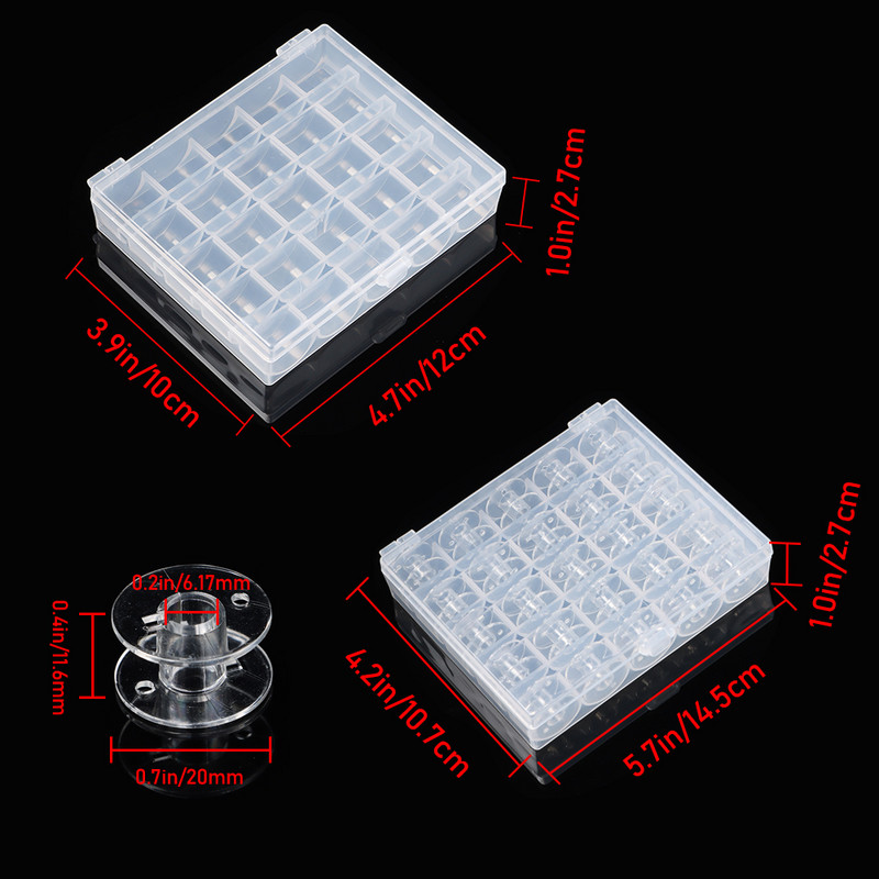 25/36 Režģi Plastmasas diegu spoles Glabāšanas kaste Caurspīdīga šujamo diegu spoles komplekts Uzglabāšanas futrālis Mājas šūšanas piederumi Amatniecības rīks